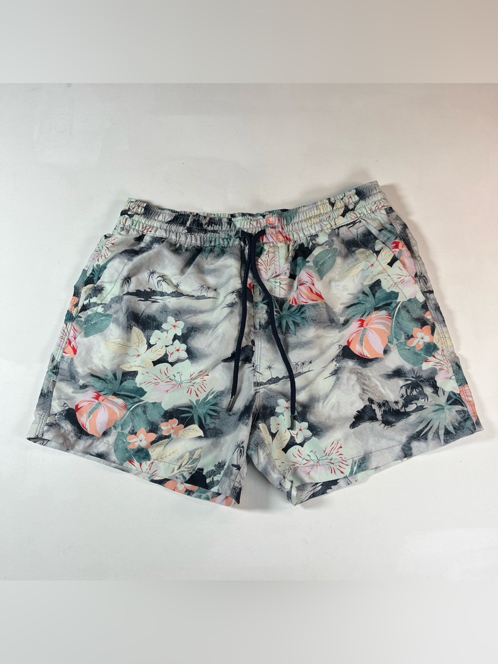 7 Diamonds Swim Shorts Floral Hawaii Trunks Drawstring Pockets Beach Men’s L